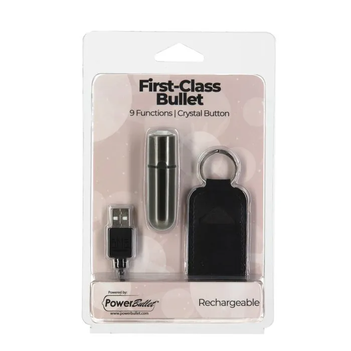 Female Sex Toys PowerBullet Power Bullet First Class Rechargeable Bulllet w Crystal Gun Metal