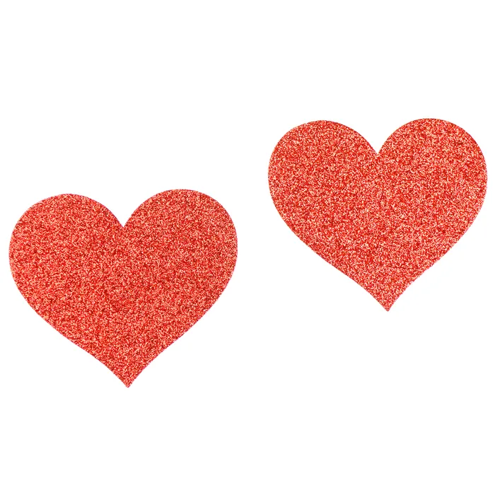 Pasties Glitter Heart 5pk Nipple covers Red Plesur Company Anal