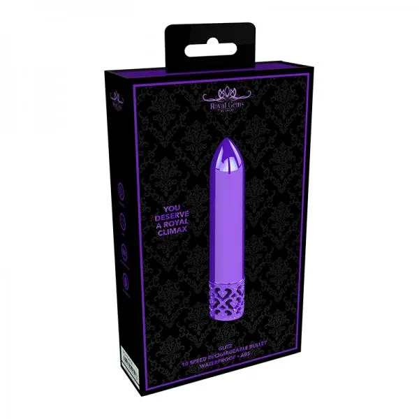 Vibrators Shots Royal Gems Glitz Abs Rechargeable Bullet Purple