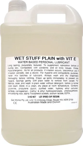 Wet Stuff Vitamin E Pop Top Bottle 5kg Gel Works Vibrators