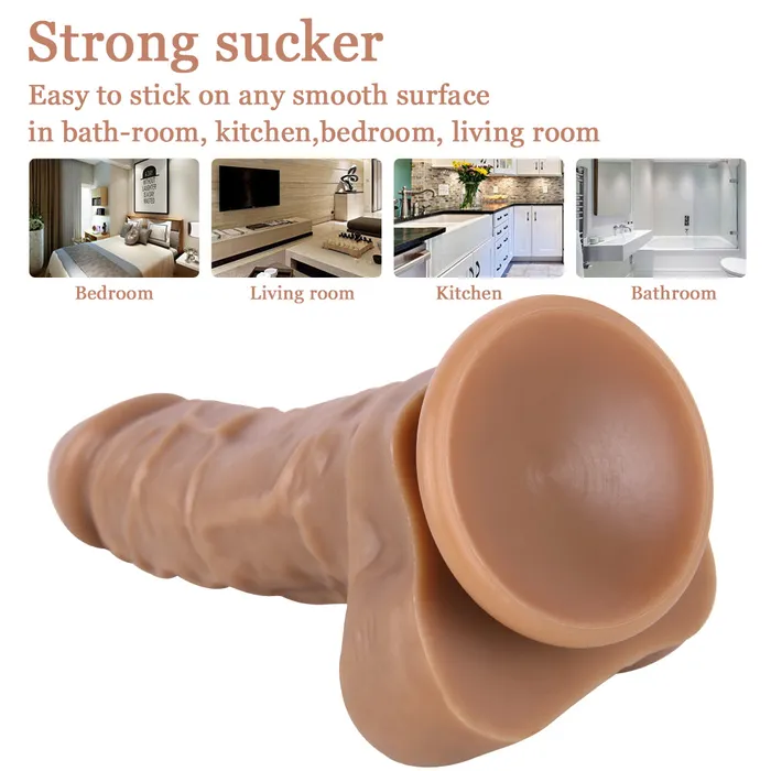 MD 886 Mustang Silicone Thick Realistic Dildo Brown MD Female Sex Toys