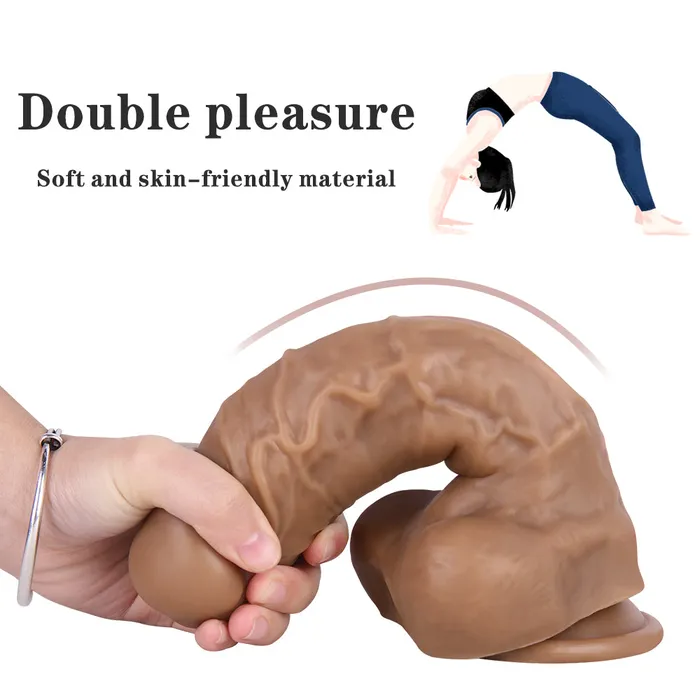 MD 886 Mustang Silicone Thick Realistic Dildo Brown MD Female Sex Toys