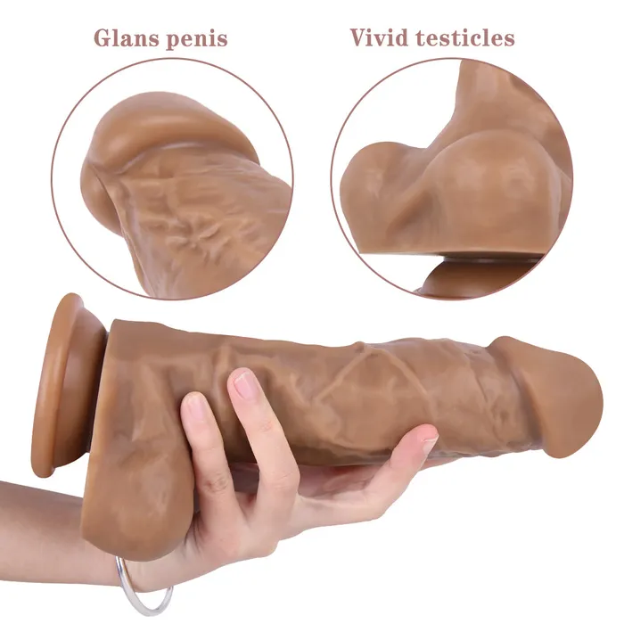 MD 886 Mustang Silicone Thick Realistic Dildo Brown MD Female Sex Toys