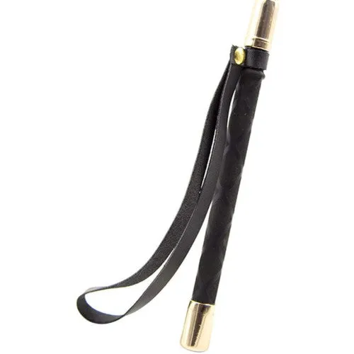 Naughty Toys Anal Black BDSM Crop with golden metal endings 45 cm