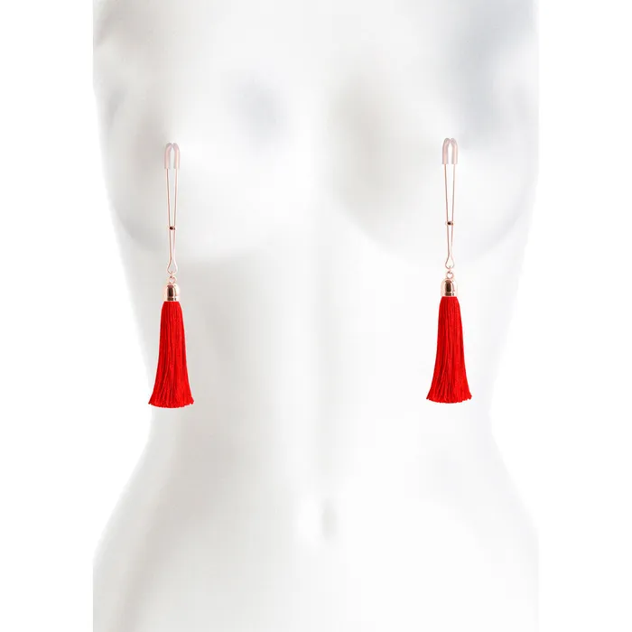 NS Novelties Vibrators Bound Nipple Clamps Red Tassel NS Novelties Vibrators Bound Nipple Clamps Red Tassel