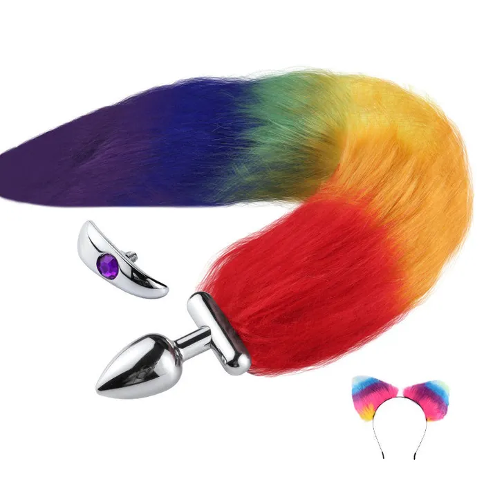 RY Anal RY Deformable Wild Fox Tail Butt Plug Furry Ear Band Rainbow Cosplay Set RY Anal RY Deformable Wild Fox Tail Butt Plug Furry Ear Band Rainbow Cosplay Set