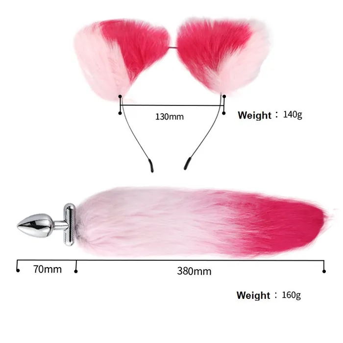 RY Anal RY Deformable Wild Fox Tail Butt Plug Furry Ear Band Rainbow Cosplay Set