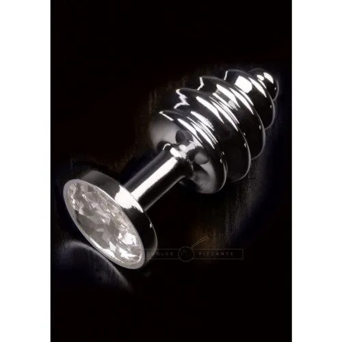 Small size Dolce Piccante Silver Crystal Clear Ribbed Jewelry Dolce Piccante Anal