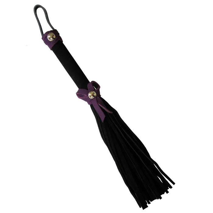 Ruff Doggie Styles Vibrators Love Knot Mini Flogger w Bow Black wPurple Bow