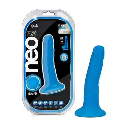 Vee International Inc Female Sex Toys Blush Neo Elite 6 in Silicone Dual Density Dildo with Suction Cup Neon Blue Vee International Inc Female Sex Toys Blush Neo Elite 6 in Silicone Dual Density Dildo with Suction Cup Neon Blue