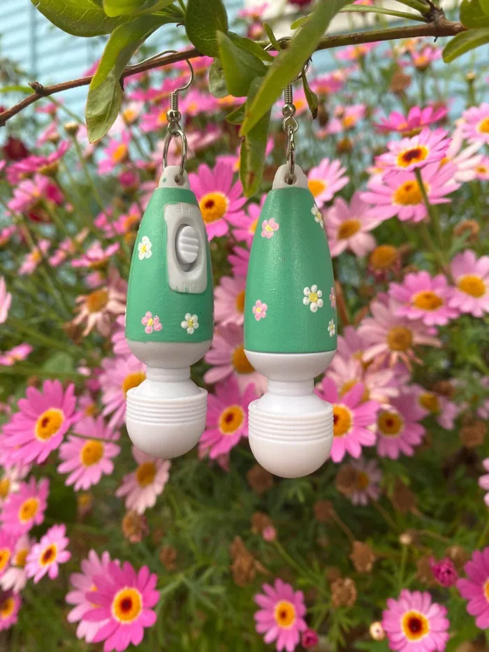 Hand Painted Floral Vibrator Earrings The Kinky Peach Female Sex Toys
